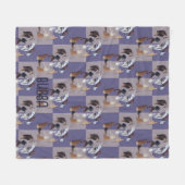 Grappig Engels Bulldog Paarse Tegels Fleece Deken (Voorkant (Horizontaal))