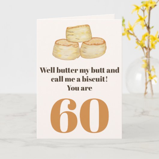 Grappig eten citaat 60ste verjaardagskaart kaart (Gele Bloem)