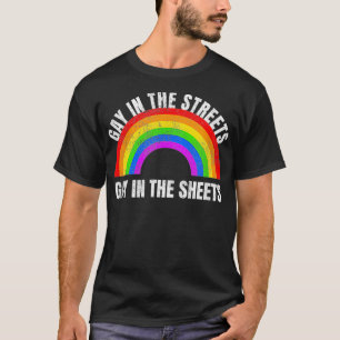 Grappig eten in de straten in de vellen t-shirt