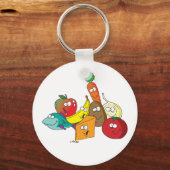 Grappig eten met gezichten sleutelhanger (Voorkant)