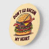 Grappig eten Pun Bacon Lover Cheeseburger Design Grote Klok (Hoek)