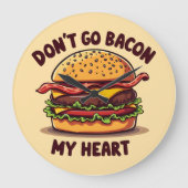 Grappig eten Pun Bacon Lover Cheeseburger Design Grote Klok (Voorkant)