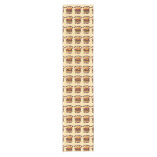 Grappig eten Pun Bacon Lover Cheeseburger Design Korte Tafelloper