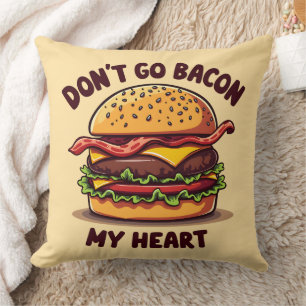 Grappig eten Pun Bacon Lover Cheeseburger Design Kussen