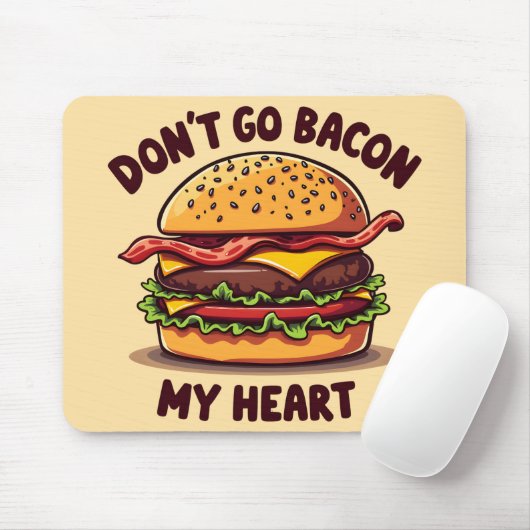 Grappig eten Pun Bacon Lover Cheeseburger Design Muismat (Met muis)