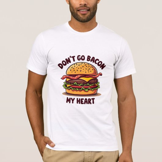 Grappig eten Pun Bacon Lover Cheeseburger Design T-shirt (Voorkant)