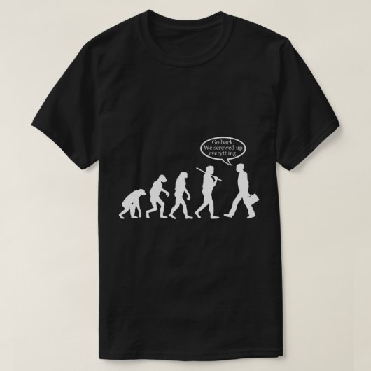 Grappig! Evolutiefout T-shirt (Design voorkant)