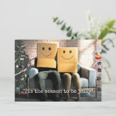 Grappig Feestelijk Paar met Kerstmis Feestdagenkaart (Staand voorkant)