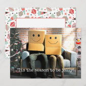 Grappig Feestelijk Paar met Kerstmis Feestdagenkaart (Voorkant / Achterkant)