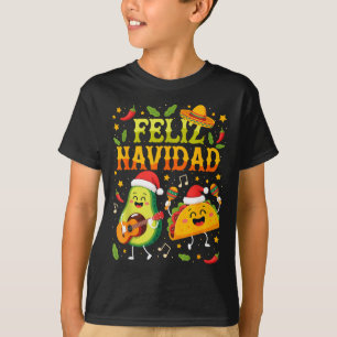 Grappig Feliz Navidad Avocado Tacos Mexicaans Kers T-shirt