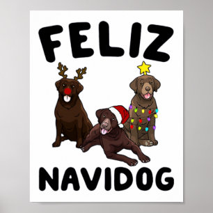 Grappig Feliz Navidog Chesapeake Y Retriever Dog C Poster