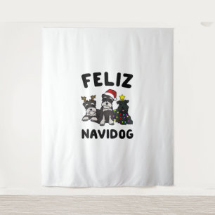 Grappig Feliz Navidog Miniatuur Schnauzer hondenli Wandkleed