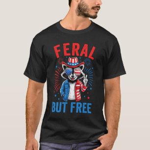 Grappig Feral Maar Gratis USA Wasbeer 4 juli Manne T-shirt