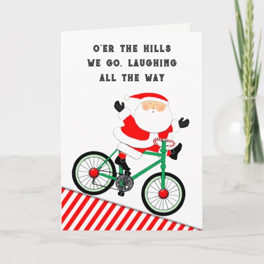 Grappig fietsen feestdagen kaart (Voorkant)