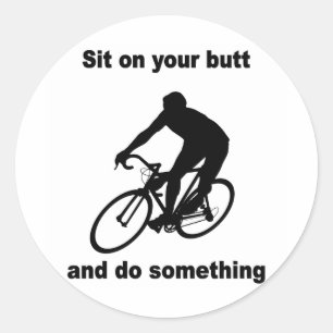 Grappig fietsen ronde sticker