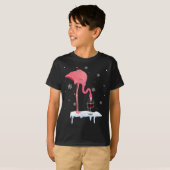 Grappig Flamingo Drink wijn op kerstpaj T-shirt (Voorkant volledig)