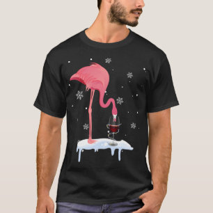 Grappig Flamingo Drink wijn op kerstpaj T-shirt