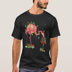 Grappig Flamingo Drink wijn op kerstpaj T-shirt