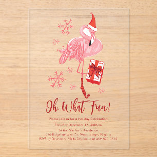 Grappig Flamingo kerstfeest Acryl Uitnodigingen