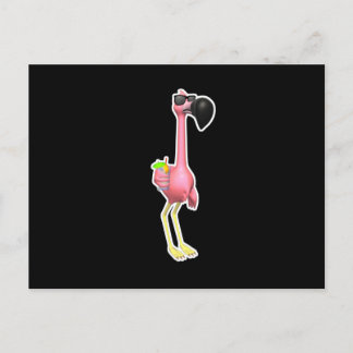 grappig flamingo met drink briefkaart