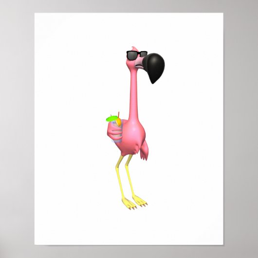 grappig flamingo met drink poster (Voorkant)
