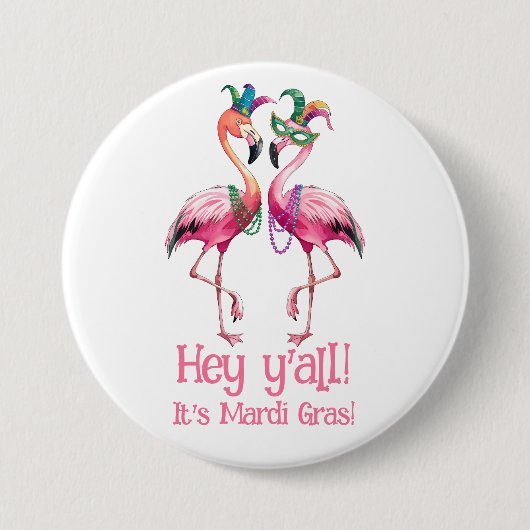 Grappig Flamingos Mardi Gras feest Ronde Button 7,6 Cm (Voorkant)