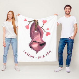 Grappig Fleece Deken Happy Sloth Smile Aangepaste 
