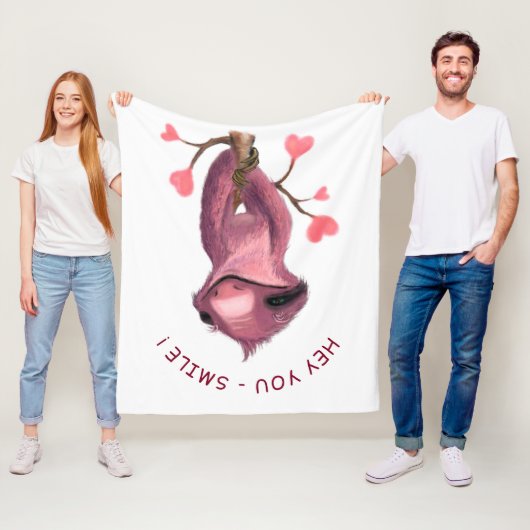 Grappig Fleece Deken Happy Sloth Smile Aangepaste (In situ)