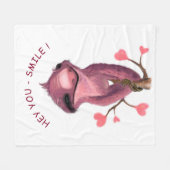 Grappig Fleece Deken Happy Sloth Smile Aangepaste (Voorkant (Horizontaal))