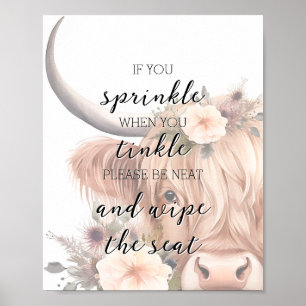 Grappig Floral Boerderij Animal Highland Koe Badka Poster