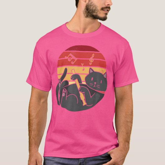 Grappig Fluting Cat - Fluit T-shirt (Voorkant)