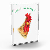 Grappig fotoblok verrast haan - aangepaste tekst (Links)