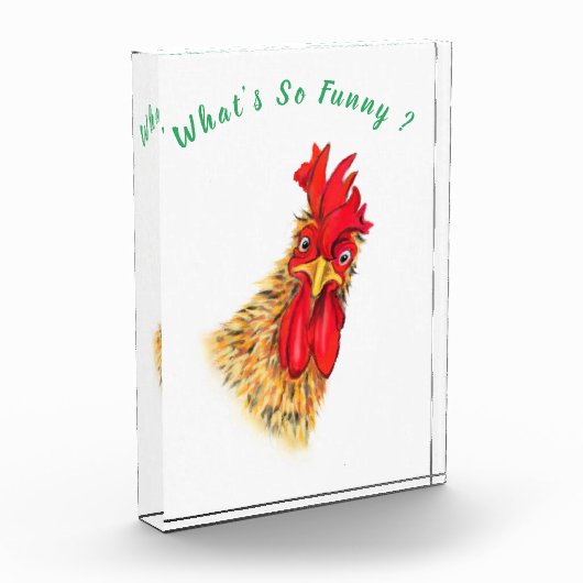 Grappig fotoblok verrast haan - aangepaste tekst (Links)