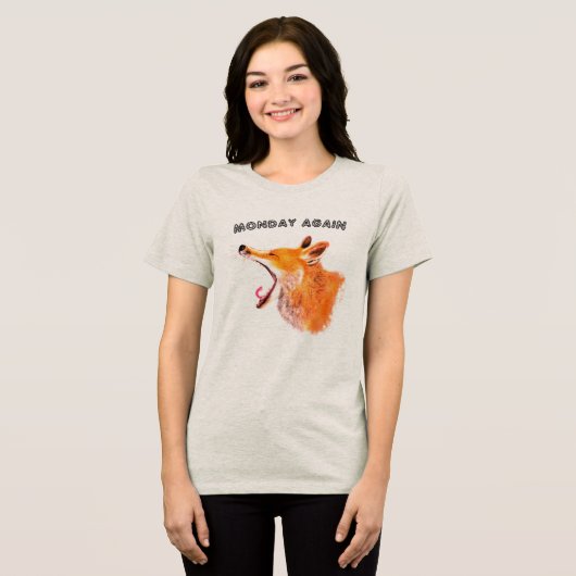 Grappig Fox T-shirt Maandag opnieuw - Aangepaste t (Voorkant volledig)