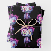 Grappig Frankenstein Monster Halloween Fun Pattern Inpakpapier Vel (In situ)