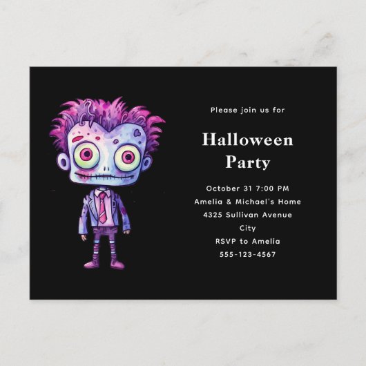 Grappig Frankenstein Monster Halloween Fun Uitnodiging Briefkaart (Voorkant)