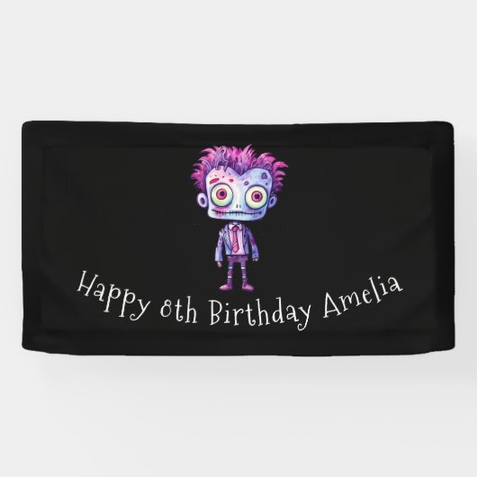 Grappig Frankenstein Monster Halloween Fun Verjaar Spandoek (Horizontaal)