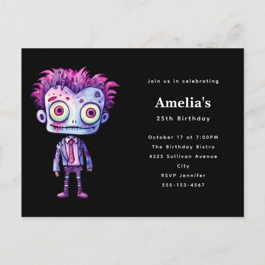 Grappig Frankenstein Monster Halloween Fun Verjaar Uitnodiging Briefkaart (Voorkant)