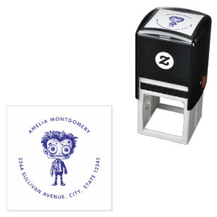 Grappig Frankenstein Monster Halloween Leuk Adres Zelfinktende Stempel