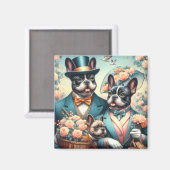 Grappig  Frans Bulldog schilderij Magneet (Voorkant / Achterkant)