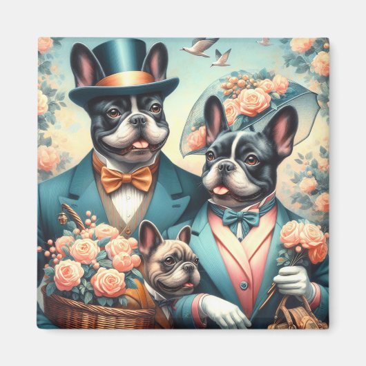 Grappig  Frans Bulldog schilderij Magneet (Voorkant)