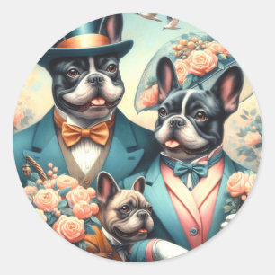 Grappig  Frans Bulldog schilderij Ronde Sticker