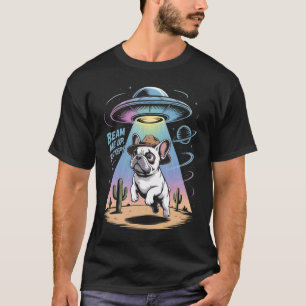 Grappig Frans Bulldog UFO Alien Abduction T-Shirt