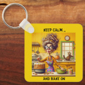 Grappig Frazzled dame bakker cartoon Sleutelhanger (Voorkant)