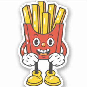 Grappig Fries Cartoon Karakter Sticker
