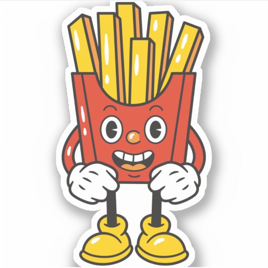 Grappig Fries Cartoon Karakter Sticker (Voorkant)