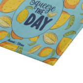 Grappig fruit knijpt de dag  lemonpatronen. snijplank (Hoek)