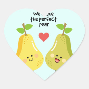 Grappig fruit pun maken we de perfecte peren hart sticker