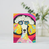 Grappig Funky Poodle Dog Portret Briefkaart (Staand voorkant)
