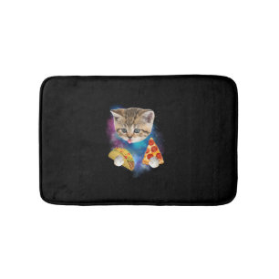 Grappig Galaxy Cat Shirt _ Space Cat Eat Pizza en Badmat